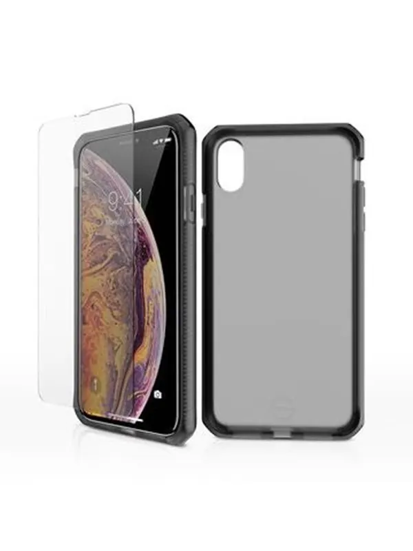 ITSKINS SUPREME FROST360 (Supreme + 2.5D Glass) cover for iPhone XS Max®. Black