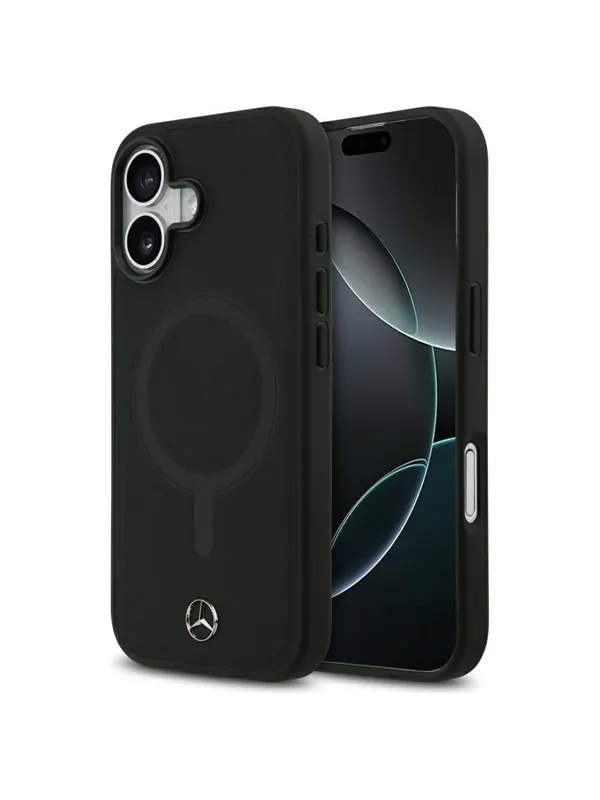 Mercedes Plain Smooth Leather MagSafe Case for iPhone 17 - Black