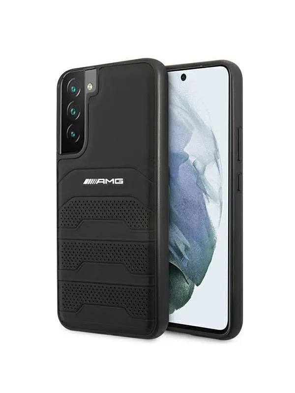 Mercedes AMG Leather Debossed Lines Case for Samsung Galaxy S22+ - Black