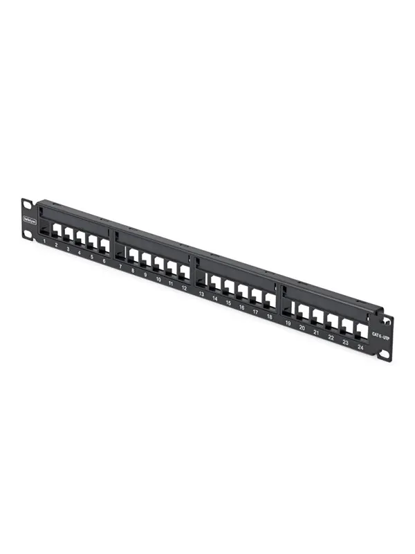 StarTech.com C6PANELUTP241UCM 24 Port 1U Blank Keystone Patch Panel with Cable Management Bar Rackmount Cat6 Patch Panel for RJ45 UTP Ethernet Network Jacks
