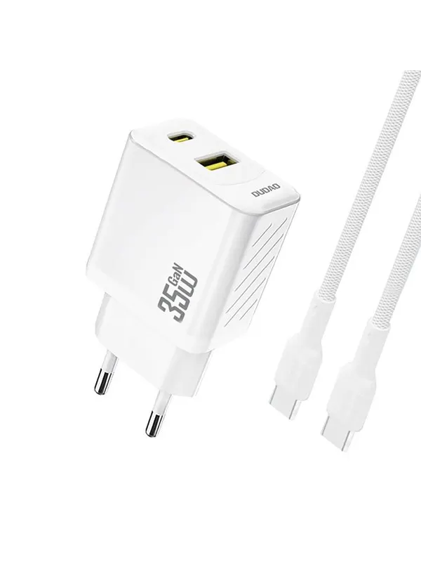 Dudao A27MaxCEU PD QC 35W USB-A USB-C wall charger with USB-C cable - white