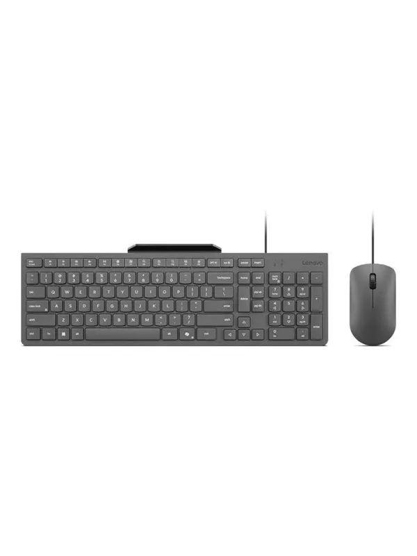 Lenovo 310 - keyboard and mouse set - with phone holder - QWERTY - US English - luna grey Input Device - Tastatur & Mus set - Engelska (US) - Grå