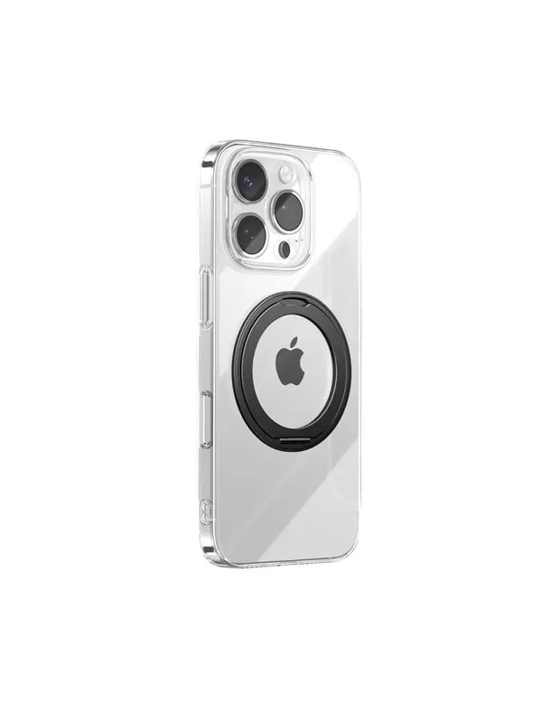 Joyroom JR-16JL6 iPhone 16 Pro Max Ultra-Thin MagSafe Compatible Case with 360° Ring Stand - Black