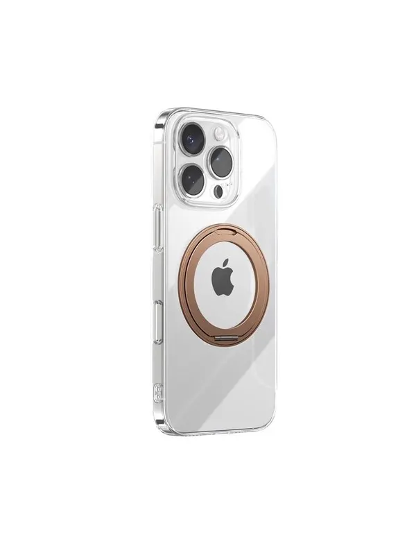 Joyroom JR-16JL6 iPhone 16 Pro Ultra-Thin MagSafe Compatible Case with 360° Ring Stand - Gold