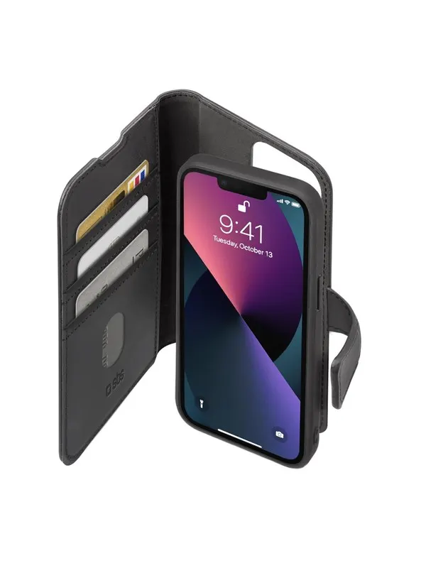 SBS Novelty bookcover med löstagbart skal för iPhone 14 Plus® - Svart