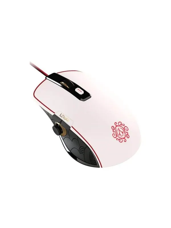 Lexip X Ubisoft - Assassin's Creed Shadows - mouse - with thumb joystick and ceramic skates - white red black gold - Mouse - Optic - 4 knappar - Svart