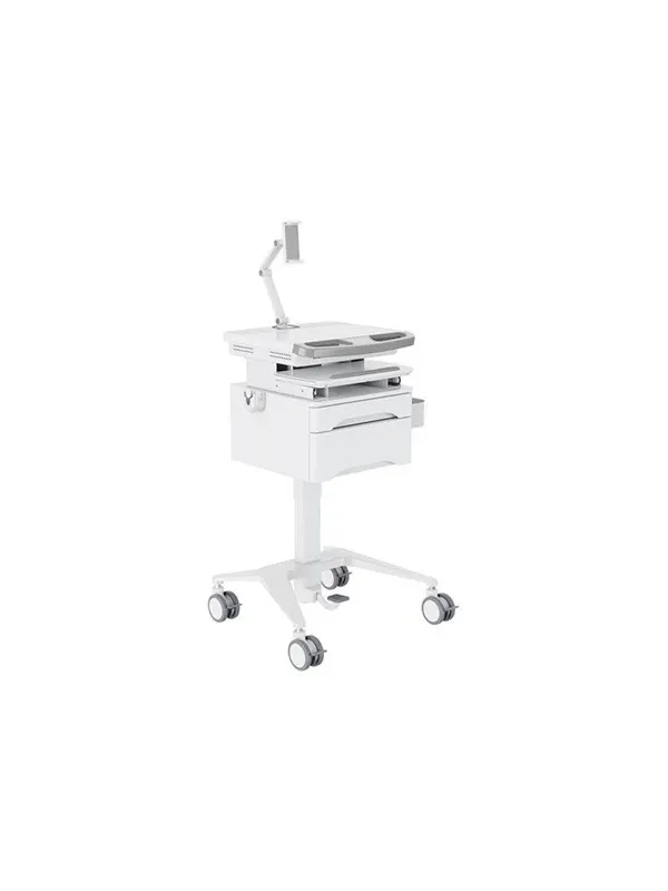 Multibrackets M Basic cart - for tablet / keyboard / mouse / notebook - with drawer - white silver - Max 7.5 kg - recommended for