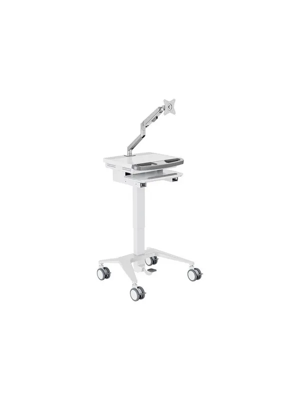 Multibrackets M Basic cart - for LCD display / keyboard / mouse / notebook - gas lift arm - white silver - Max 7.5 kg - recommended for