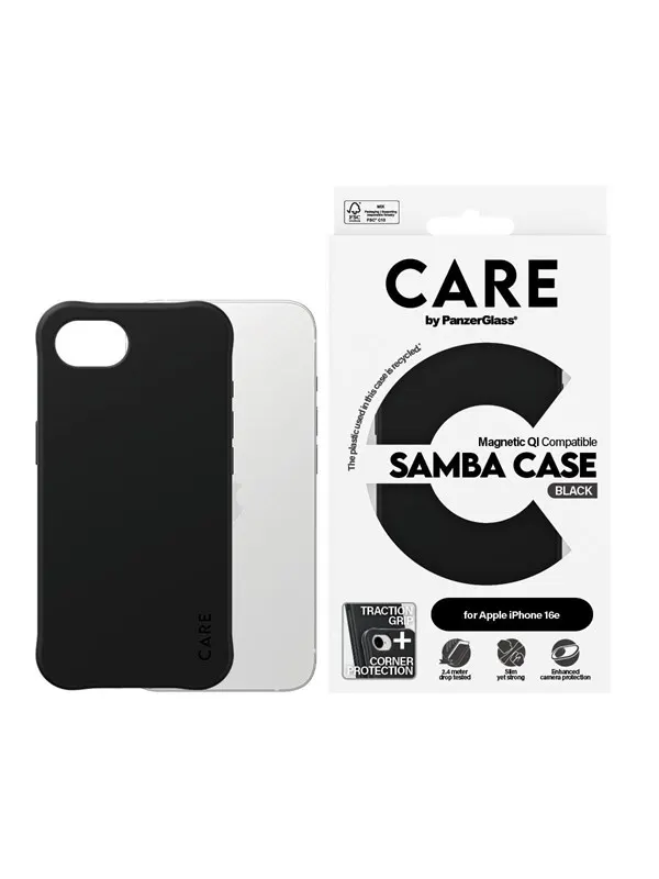 CARE by PanzerGlass Samba Case Black w. Qi Compatible iPhone 17e | 16e
