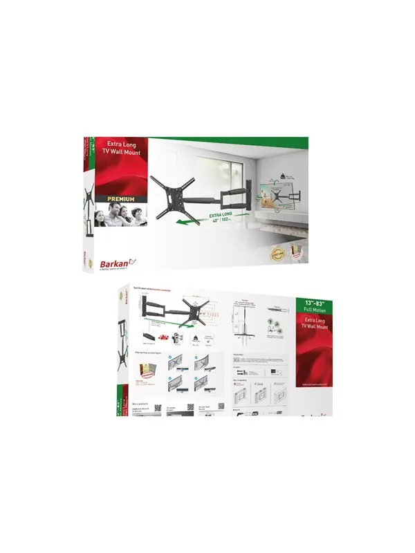 Barkan mounting kit - full-motion - for TV - extra long - black - Max 50 kg - recommended for 13"-83"