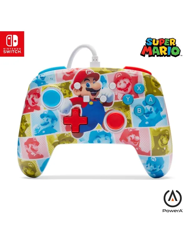 PowerA förbättrad trådbunden handkontroll för Nintendo Switch - Mario hjälterulle - Wired Controller - Nintendo Switch
