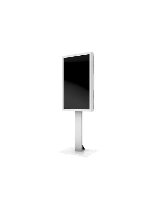 HI-ND Floorstand Glass stand - adjustable - for digital signage LED panel - white - Max - recommended for 43"