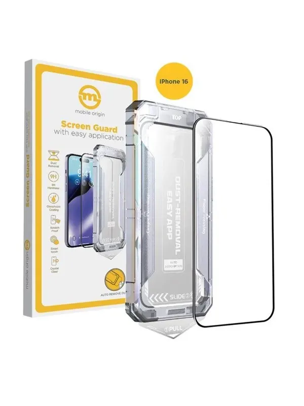 Mobile Origin Yellow Screen Guard with easy application - iPhone 16
