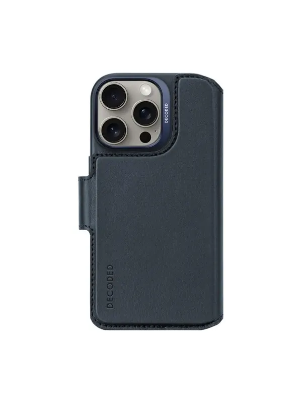 Decoded Leather Detachable Wallet for iPhone 16 Pro Navy