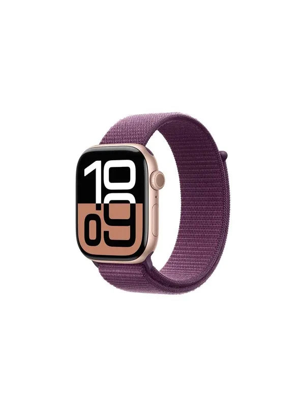 Apple Watch Series 10 GPS 46mm - Rose Gold Aluminium Case with Plum Sport Loop