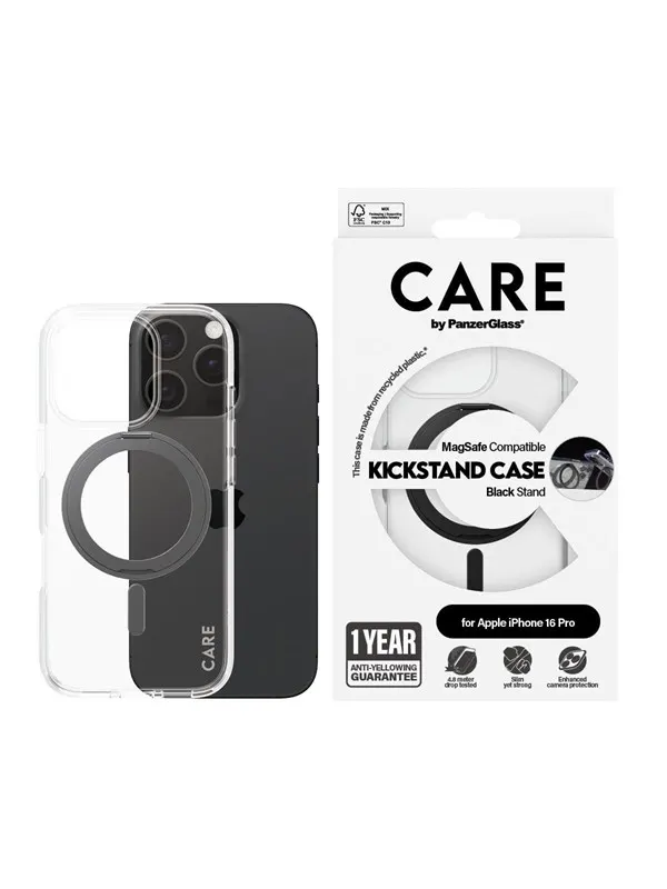 CARE by PanzerGlass Case Feature Black Kickstand &amp; MagSafe iPhone 16 Pro