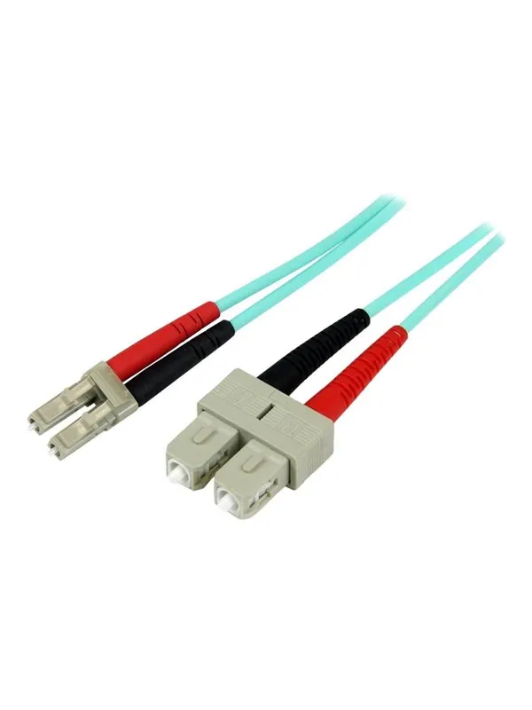StarTech.com 1m Fiber Optic Cable - 10 Gb Aqua - Multimode Duplex 50/125 - LSZH - LC/SC - OM3 - LC to SC Fiber Patch Cable - patch cable - 1 m - aqua - Blå - 1m