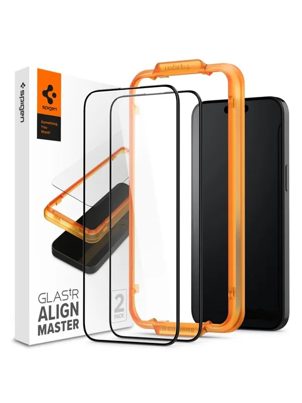 Spigen Glass tR AlignMaster 2 Pack - FC Black - iPhone 15 Pro