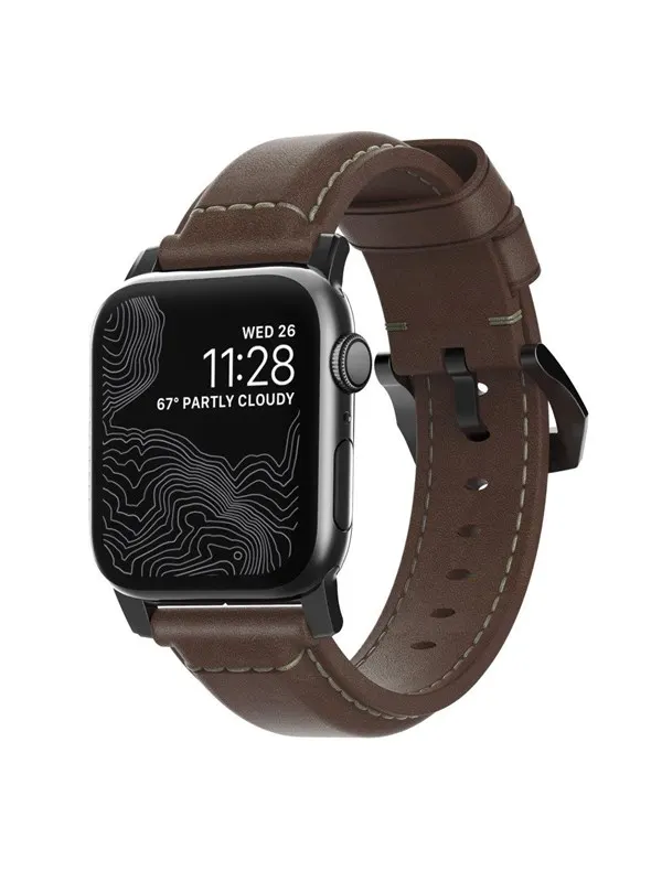 Nomad - Traditional Band - 44mm/42mm | Black Hardware | Rustic Brown Leather