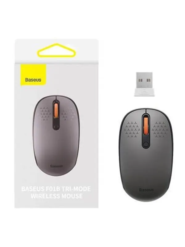 Baseus Wireless mouse F01B Tri-mode 2.4G BT 5.0 1600 DPI (frosted grey) - Mouse - Optic - 3 knappar - Grå
