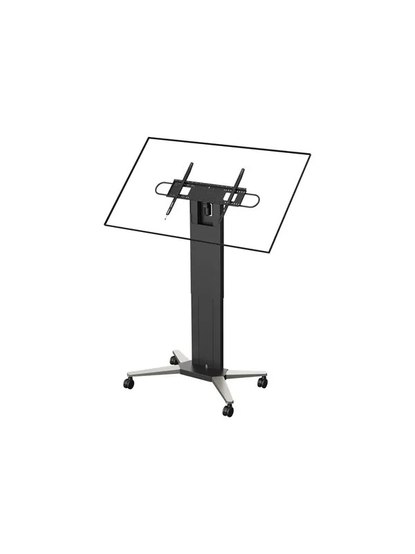 Vision - cart - motorised - for flat panel - trolley - matte black - Max 130 kg - recommended for 90"