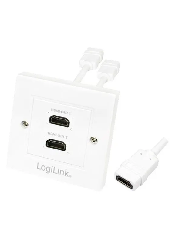 LogiLink AH0015 HDMI wall plate 2-port with 2x HDMI-A cable F/F 4K/30 Hz white