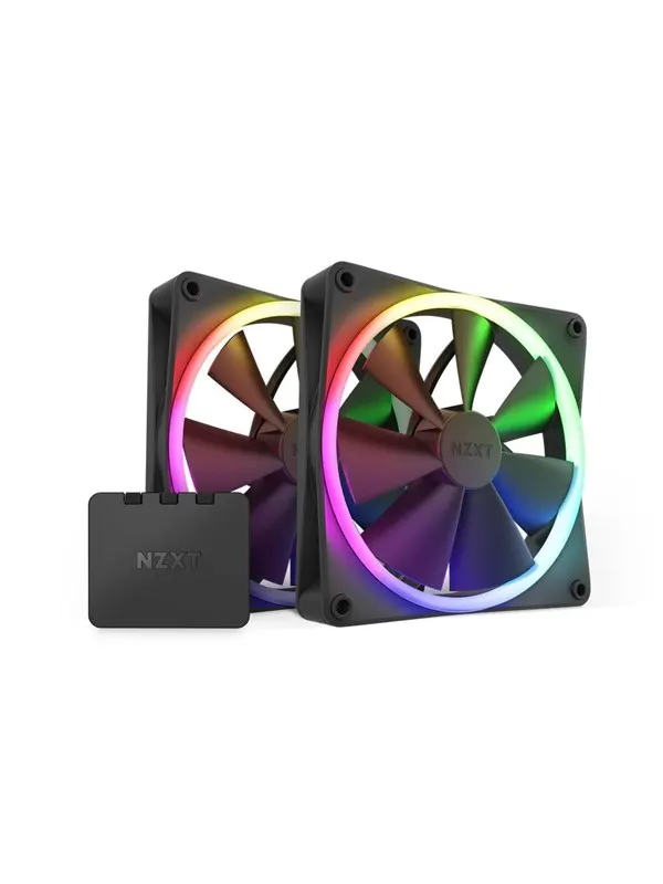 NZXT F140 RGB 2-pack &amp; RGB Controller - Black - Chassi fläkt - 140mm - Svart med RGB LED - 33 dBA