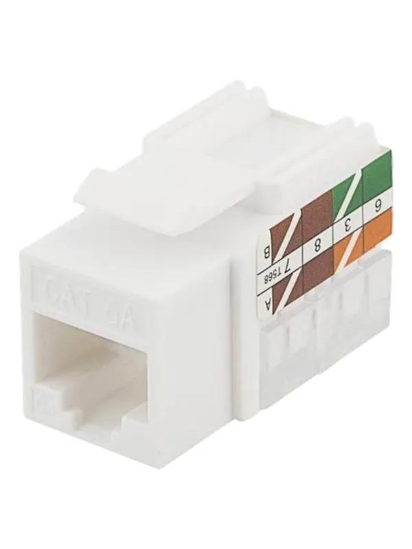 Deltaco MD-124 Cat6A Keystone jack LSA/110 termination plastic toolless white (1-Pack)