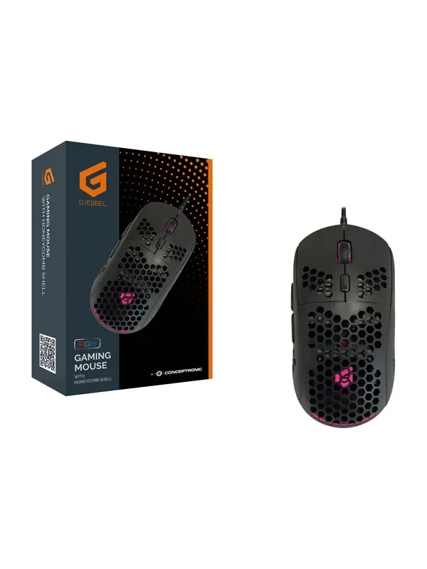 Conceptronic DJEBBEL04B 6D - mouse - honeycomb shell - USB 2.0 - black - Mouse - Optic - 6 knappar - Svart