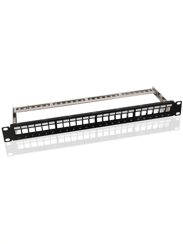 Pro 19 inch (48.3 cm) Keystone blank Patch Panel empty - Svart