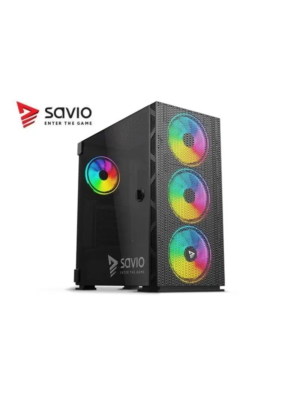Savio Raptor X1 ARGB Mesh / Glass - MDT - ATX - Chassi - Tower - Svart