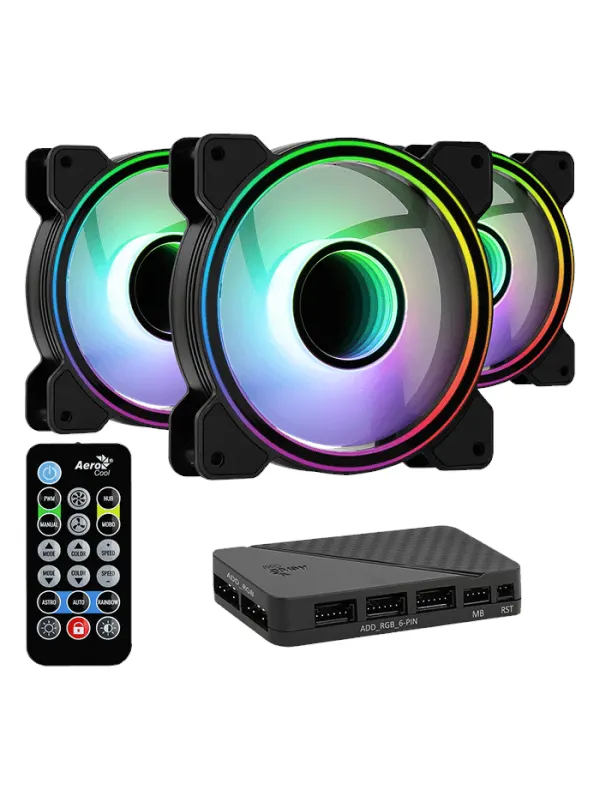 AeroCool Mirage 12 ARGB Pro - Chassi fläkt - 120mm - Svart med RGB LED - 18 dBA