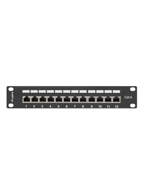 Lanberg PPF6-9012-B Patch Panel 12-Port 1U 10" Cat6 FTP Shielded Black