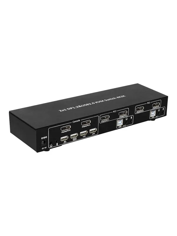 IC INTRACOM techly 2-Port DisplayPort1.2 Dual-Monitor KVM Switch