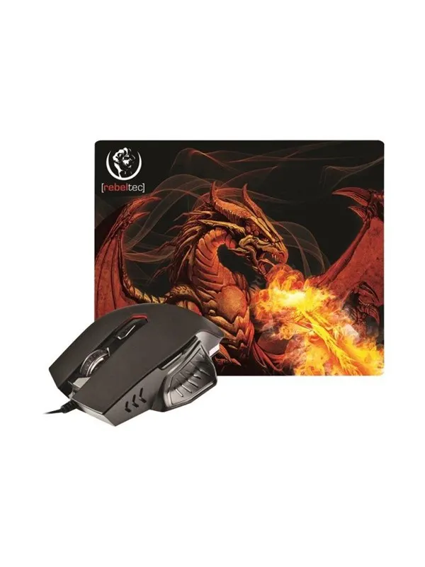Rebeltec Red Dragon - mouse - USB - Mouse - Optic - 6 knappar - Svart