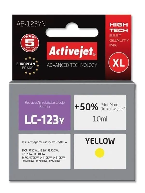 ActiveJet Tusz Activejet AB-123YN (zamiennik Brother LC123Y/