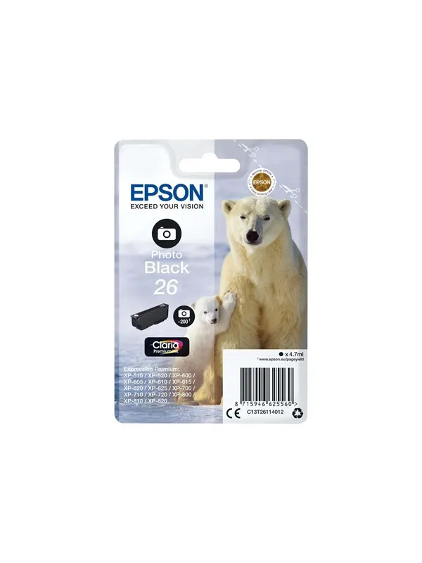 Epson 26 - foto-sort - original - blækpatron