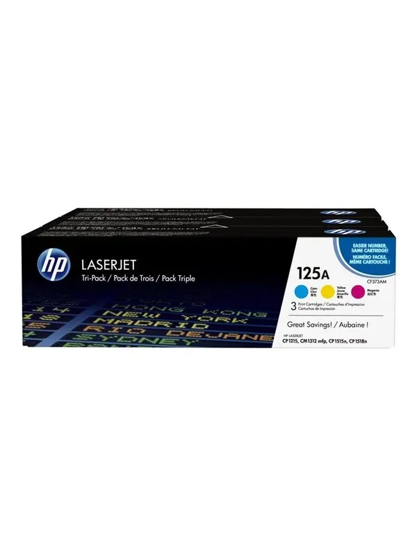 HP 125A / CF373AM 3-Pack Toner - Tonerkassett Färg (cyan, magenta, gul)