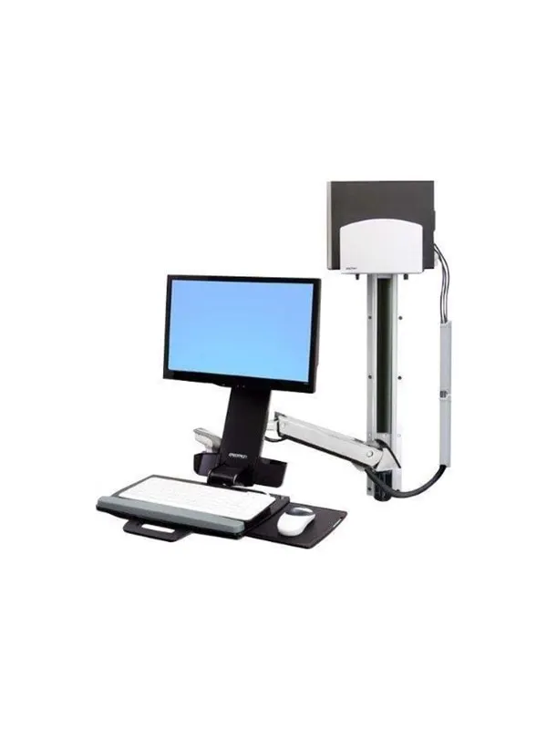 Ergotron StyleView Sit-Stand Combo System With Medium Silver CPU Holder