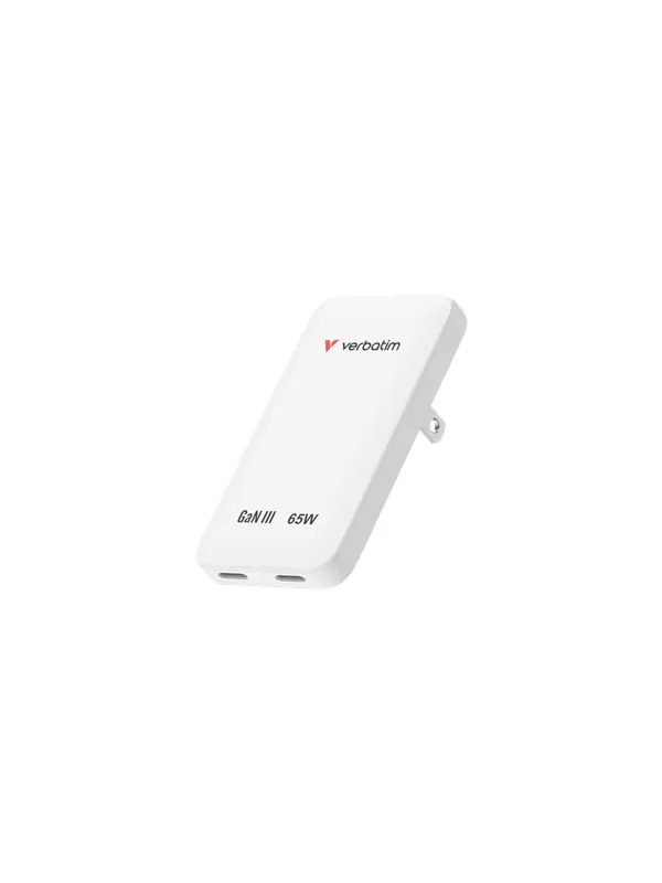 Verbatim Essentials Slim GaN Wall Charger 65W - White