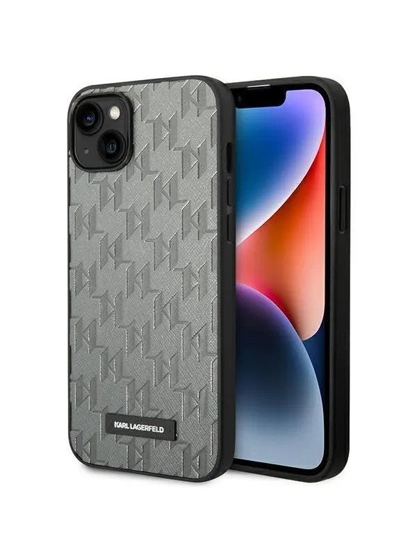 Karl Lagerfeld KLHCP14MSAKLHPG iPhone 14 Plus 6.7 "hardcase gray / gray Saffiano Mono Metal Logo