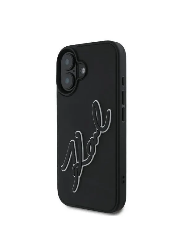Karl Lagerfeld 3D Rubber Signature iPhone 16 Case - Black