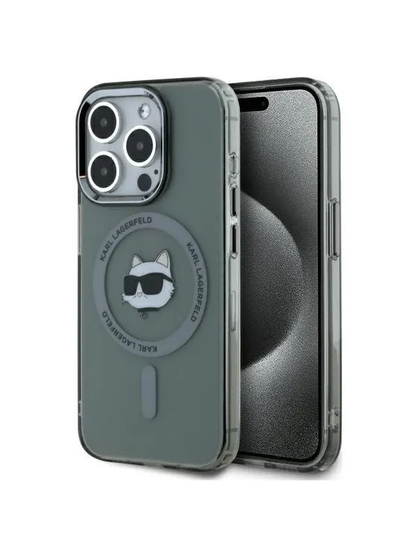 Karl Lagerfeld KLHMP15LHLSCHK iPhone 15 Pro 6.1" black/black hardcase IML Metal Choupette Head MagSafe