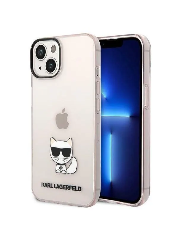 Karl Lagerfeld Transparent Choupette Body Case for iPhone 14 Plus / 15 Plus 6.7" - Pink
