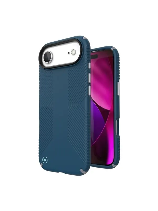 Speck Presidio2 Grip MagSafe - iPhone Air Case - Deep Sea / Silver Metallic / Spell Blue