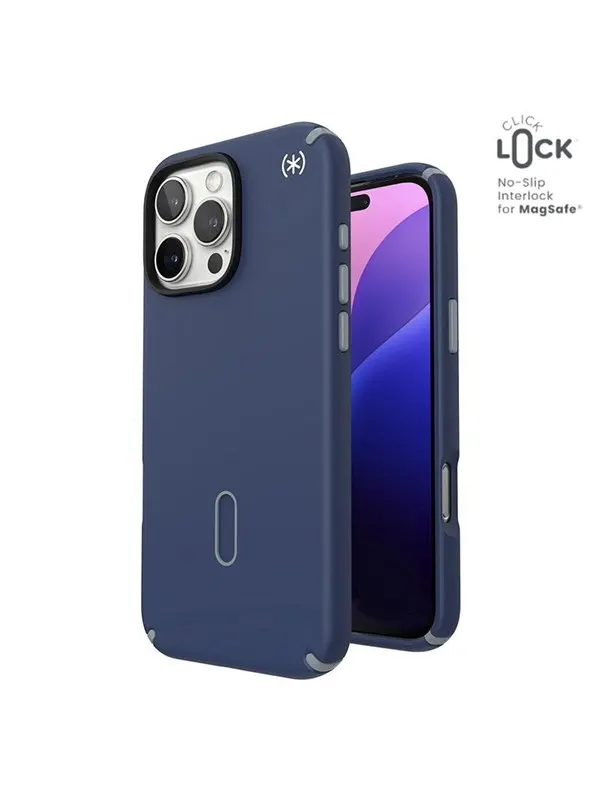 Speck Presidio2 Pro ClickLock &amp; MagSafe - iPhone 16 Pro Max Case - Coastal Blue / Dust Gray / White
