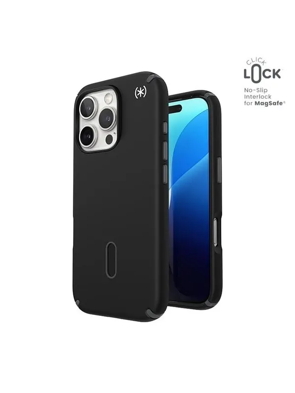 Speck Presidio2 Pro ClickLock & MagSafe - iPhone 16 Pro Case - Black / Slate Gray / White