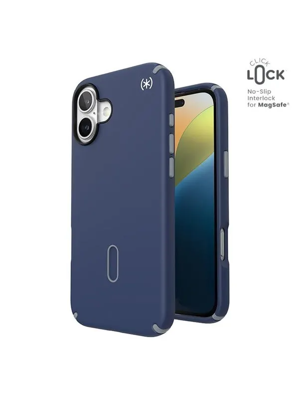 Speck Presidio2 Pro ClickLock & MagSafe - iPhone 16 Plus Case - Coastal Blue / Dust Gray / White