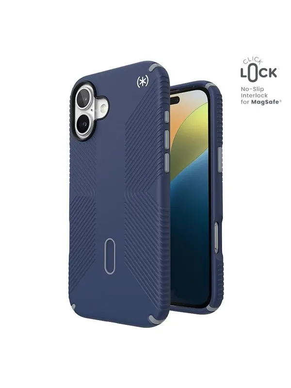 Speck Presidio2 Grip ClickLock &amp; MagSafe - iPhone 16 Plus Case - Coastal Blue / Dust Gray / White