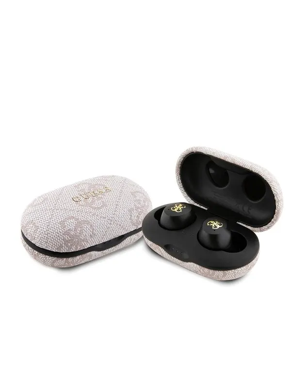 GUESS 4G Metal Bluetooth headphones with ENC docking station - pink